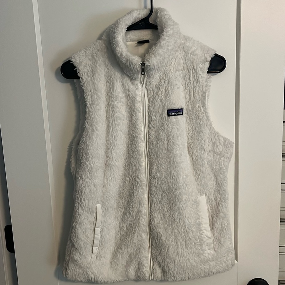 White Patagonia furry vest